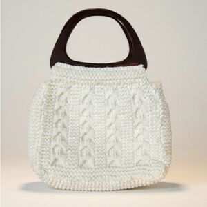 Vintage 70’s Knit Boho Handbag with Lucite Handles